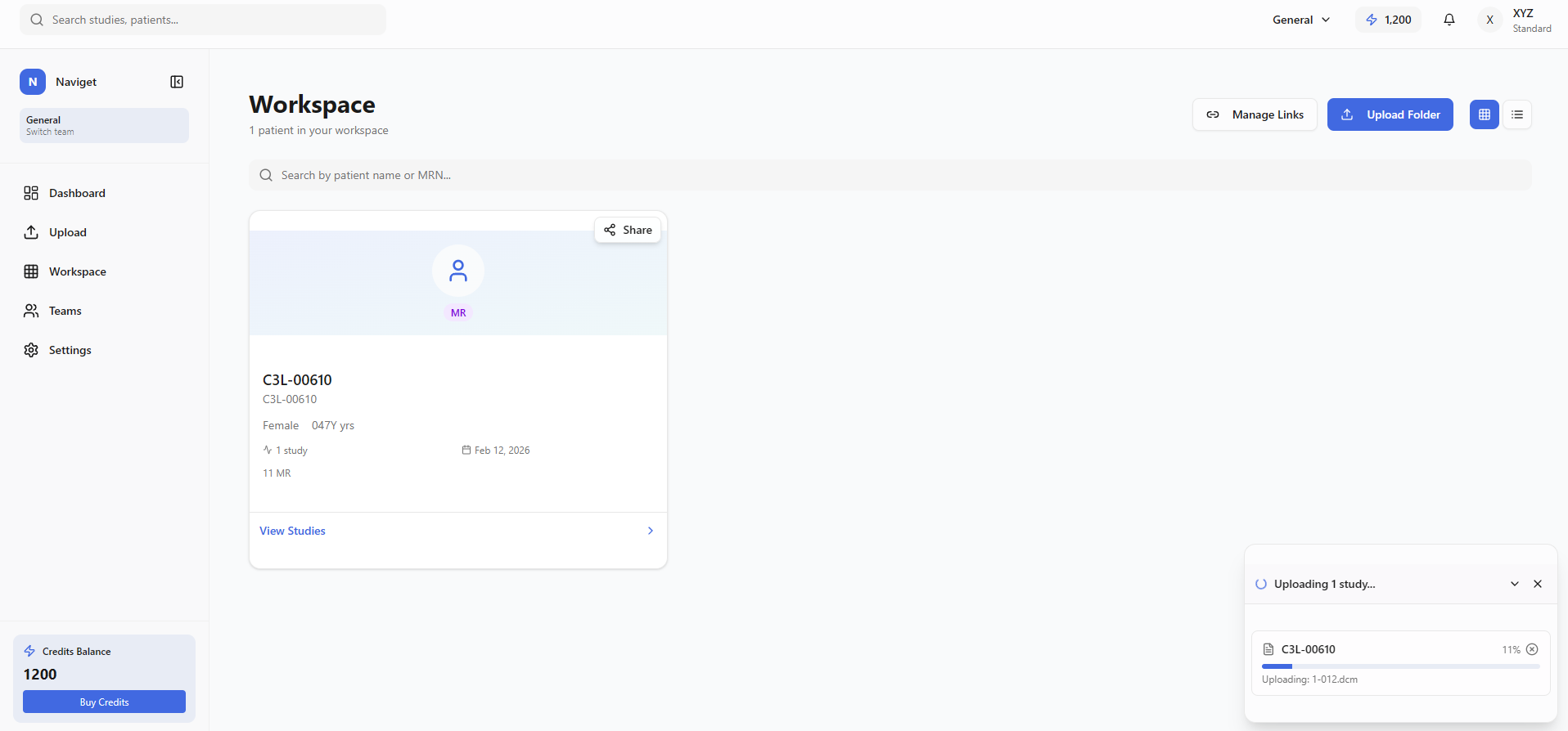Upload Progress and Patient Card