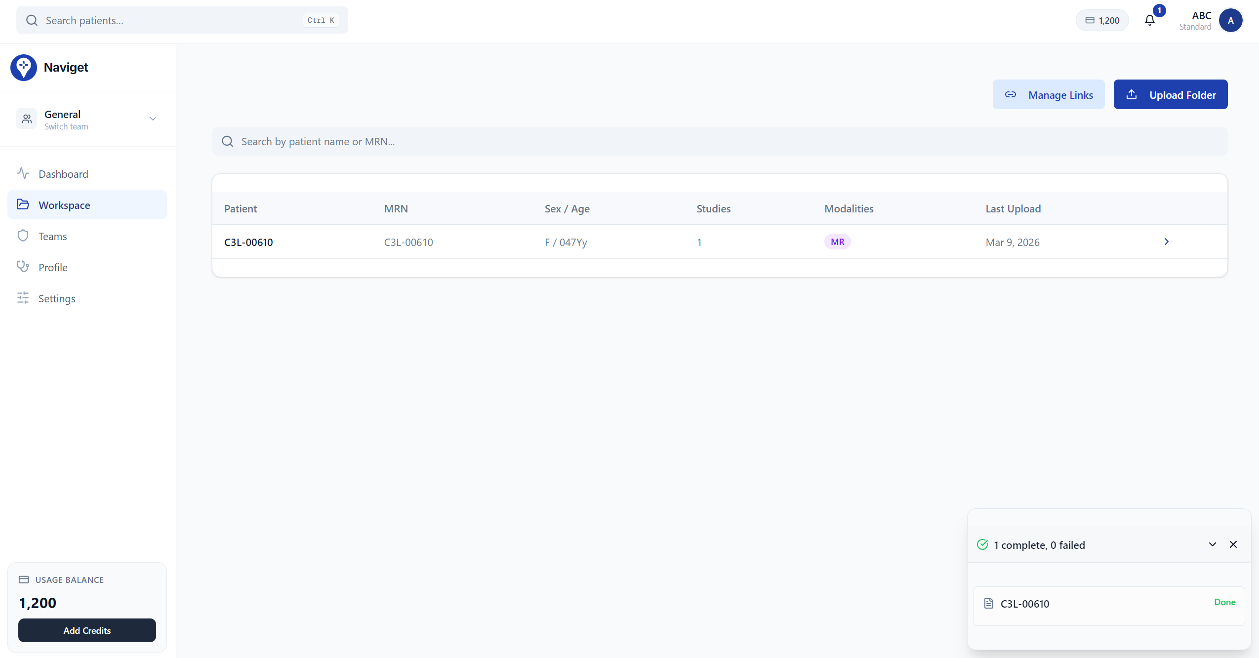 Upload Progress and Patient Card